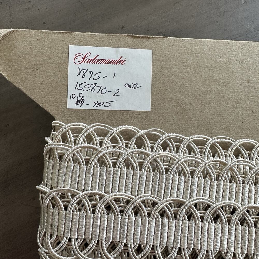 Scalamandre Silk 10.5 Yds LE MANS LINEN WHITES SC V875 0001 Trim Gimp Braid Loop